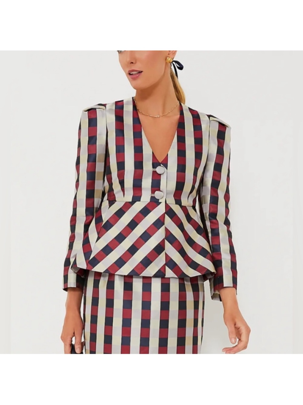 NWT Tuckernuck Bordeaux Check Jacquard Zoey jacket